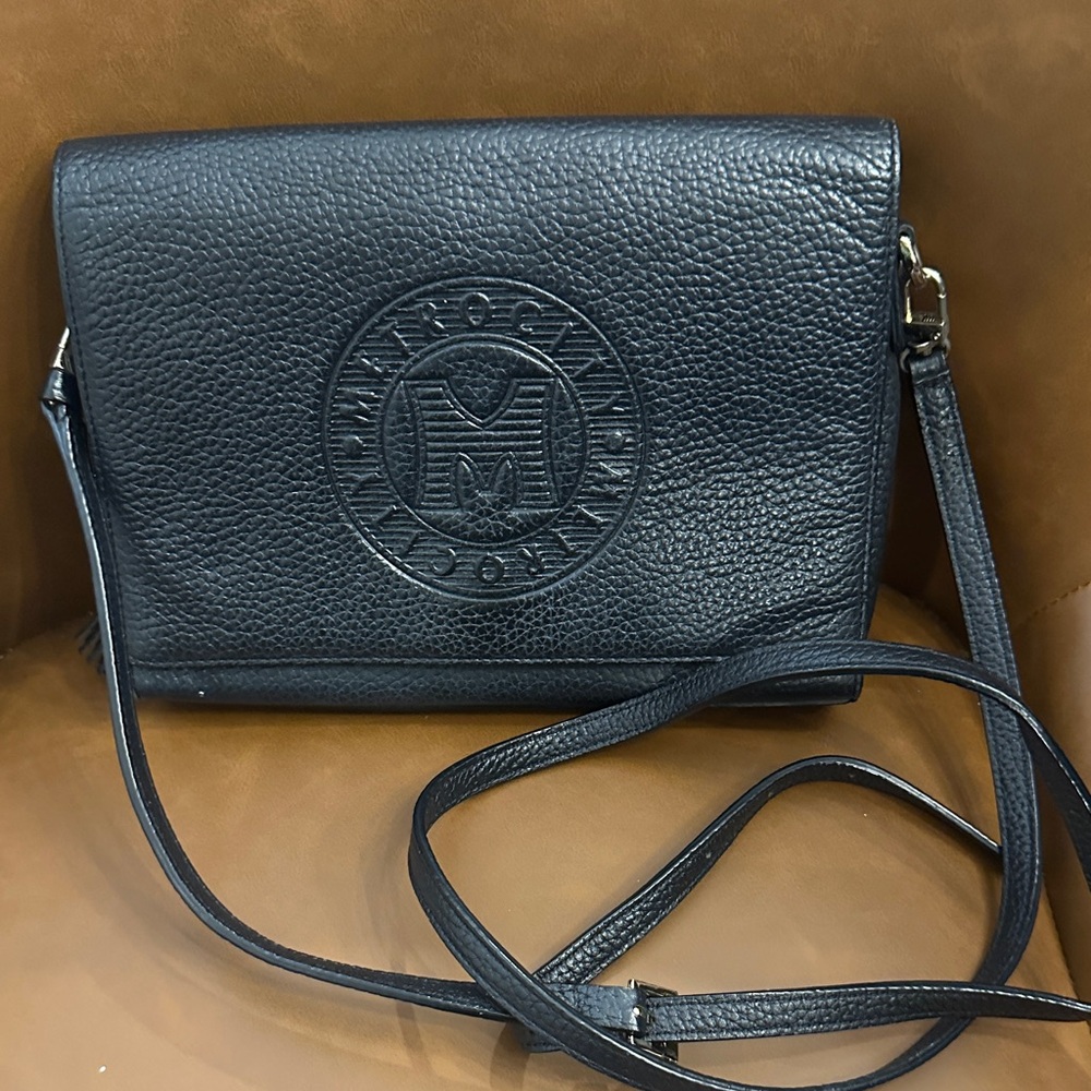 Marco M Elegant Black Leather Crossbody Bag